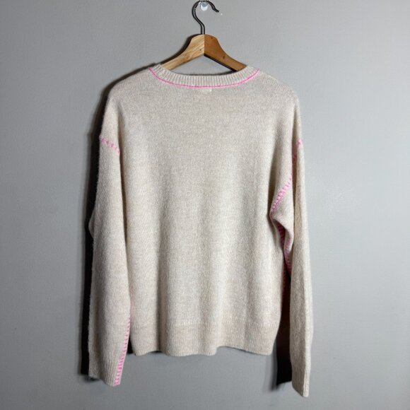 Dylan Harper Sweater Pullover Women's Small Tan Pink Knit Alpaca Wool Crewneck - Picture 4 of 14